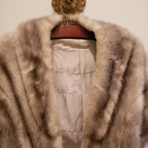 Silver Gray Genuine Vintage Mink Stole
